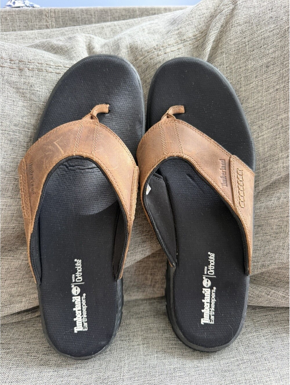 Timberland Earthkeepers Crawley Mens Leather Flip Flop Sandals Sz 12 Brown